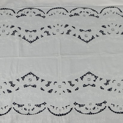 Tablecloth with 12 Napkins Flax Italy XX Century