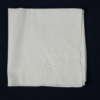 Tablecloth with 12 Napkins Flax Italy XX Century