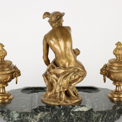 Inkwell by Jean-Marie Pigalle Bronze Marble France XIX Century