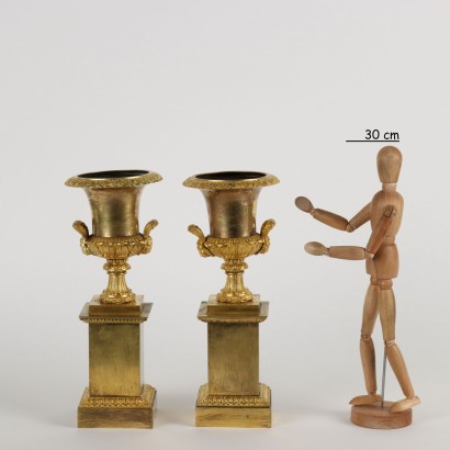 Paire de Vases Médicis Bronze Doré Italie XIX Siècle