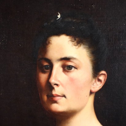 Portrait d'une Femme J. Blanquer Huile sur Toile - France 1891