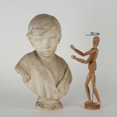 Buste d\'Enfant Sculpture en Albâtre Italie XIX Siècle