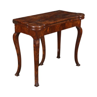 Table à Jeux Baroque Noyer Italie XVIII Siècle