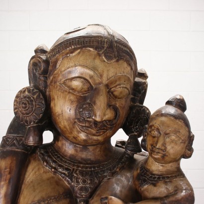 Deity Statue Carved Wood - India XX Century