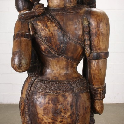 Deity Statue Carved Wood - India XX Century