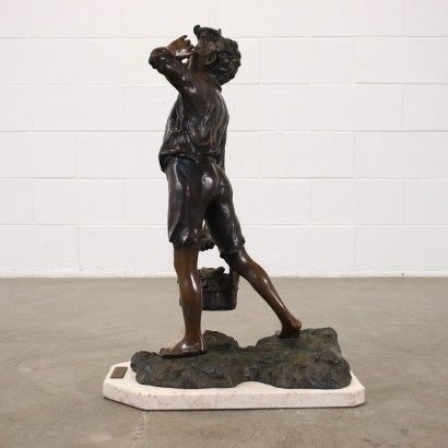 Young Fisherman Bronze Sculpture Italy XX Century