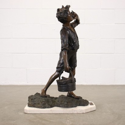 Jeune Poissonnier Sculpture en Bronze - Italie XX Siècle