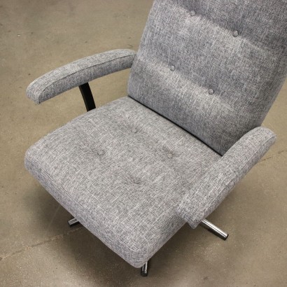 Fauteuil Pivotant Métal Chromé Mousse - Italie Années 1960