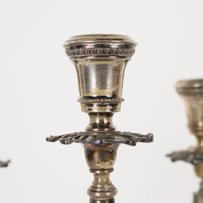 antiquariato, candelabro, antiquariato candelabro, candelabro antico, candelabro antico italiano, candelabro di antiquariato, candelabro neoclassico, candelabro del 800,Coppia di Candelabri in Argento Brandima