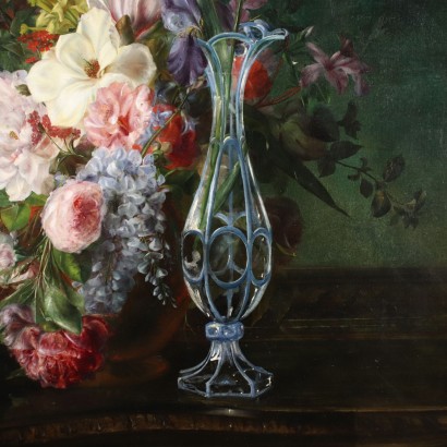 Still Life with Flowers Oil on Canvas - Italy XIX Century