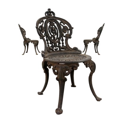 Trio of Eclectic Garden Chairs Cast Iron - Italy XIX Century