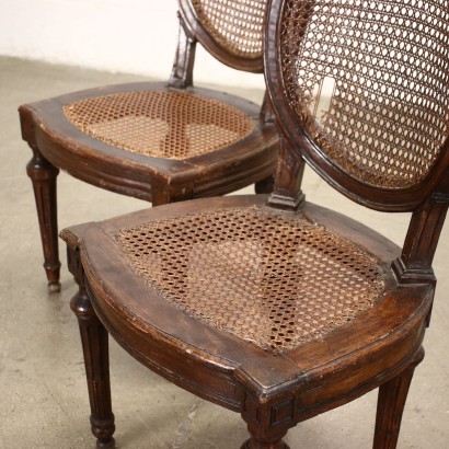 Paar Neoklassische Stühle Nussbaum - Italien XVIII Jhd