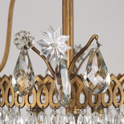Chandelier Brass Glass Italy XX Century