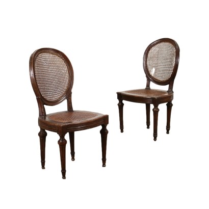 Paire de Chaises Néoclassiques Noyer - Italie XVIII Siècle