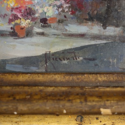 O. Ricciardi Oil on Wooden Table Italy XIX-XX Century
