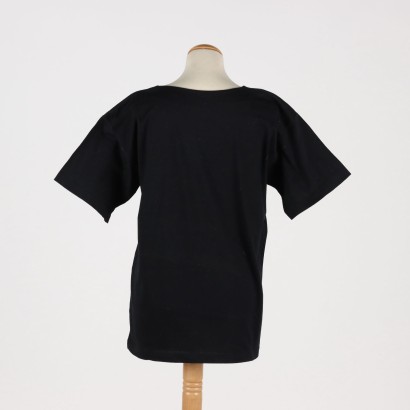 Vintage Schwarzes Frauen-T-Shirt Baumwolle Italien 1980er