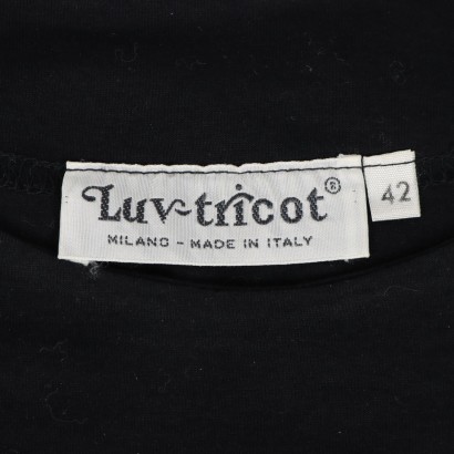 Vintage Schwarzes Frauen-T-Shirt Baumwolle Italien 1980er