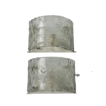 Pair of Wall Lamps Metal Glass Italy 1960s-1970s
