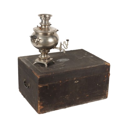 Coffre de Voyage avec Samovar Bronze - Russie XIX Siècle