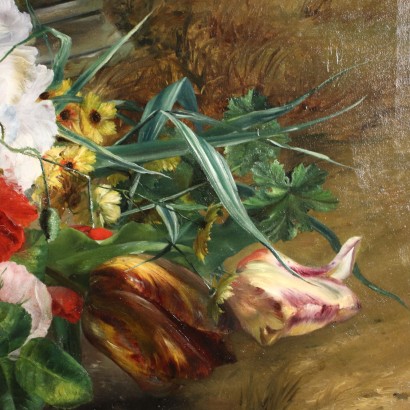 Nature morte aux Fleurs Huile sur Toile - Italie XIX Siècle