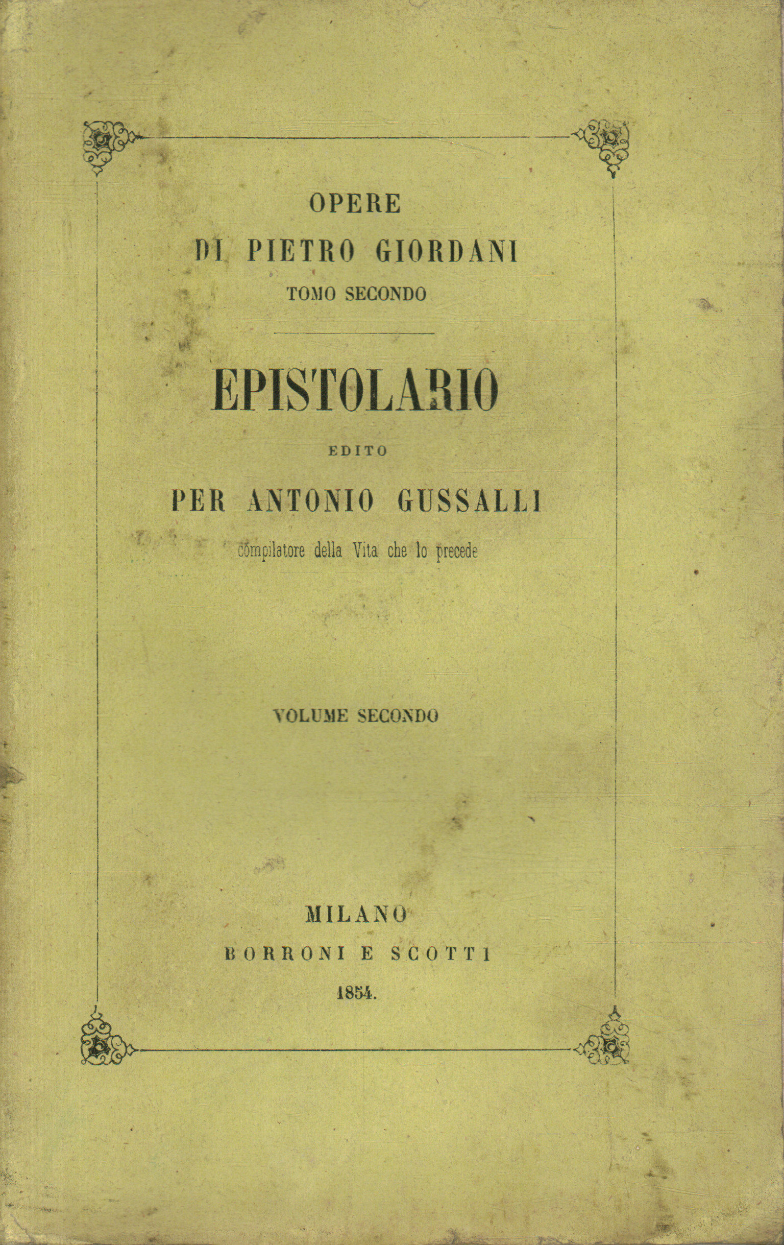 Cartas de Pietro Giordani. volumen