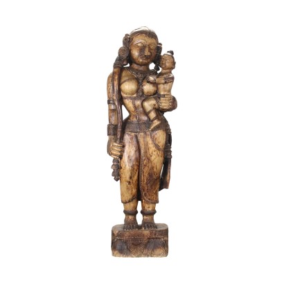 Deity Statue Carved Wood India XX Century