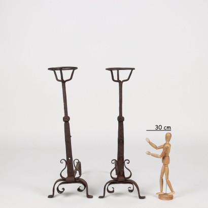 Pair of Andirons Wrought Iron - Italy XVIII Century