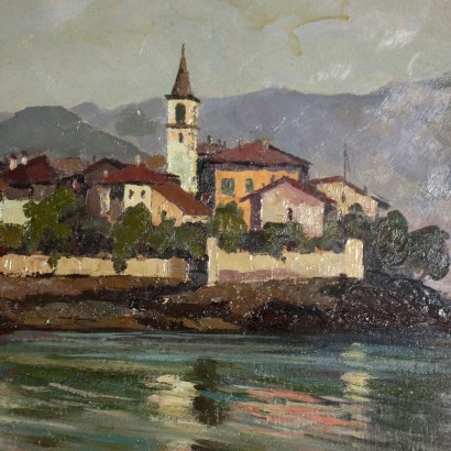 Lake Glimpse Oil on Plywood Italy 1930s