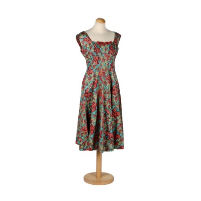Vintage-Blumen-Satin-Kleid
