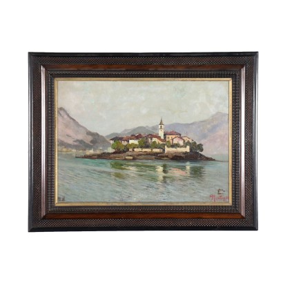 Lake Glimpse Oil on Plywood Italy 1930s
