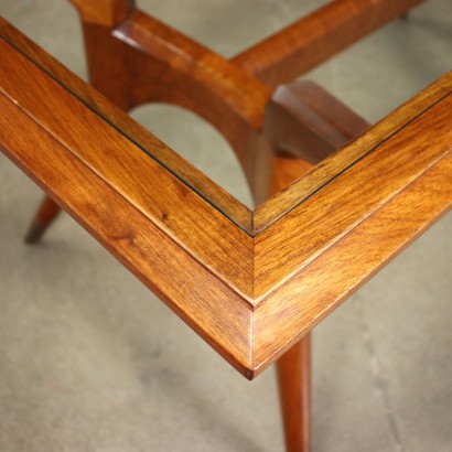 Table Mahogany Brass Glass Argentina 1950s