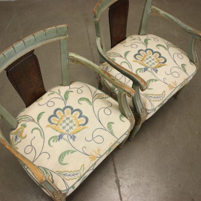 Pair of Eclectic Armchairs Oak - Italy XX Century