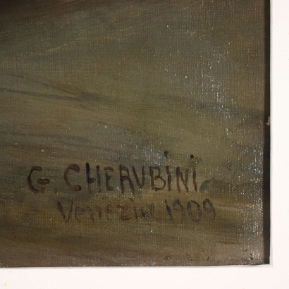 Öl auf Leinwan Giuseppe Cherubini - Italien 1909