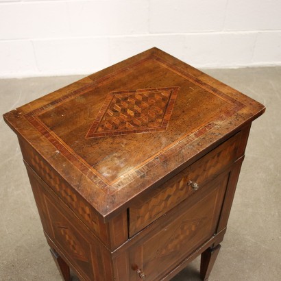 Pair of Neoclassical Style Bedside Tables Walnut Italy XX Century