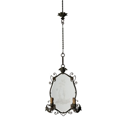 Chandelier Bronze Glass - Italy XX Century