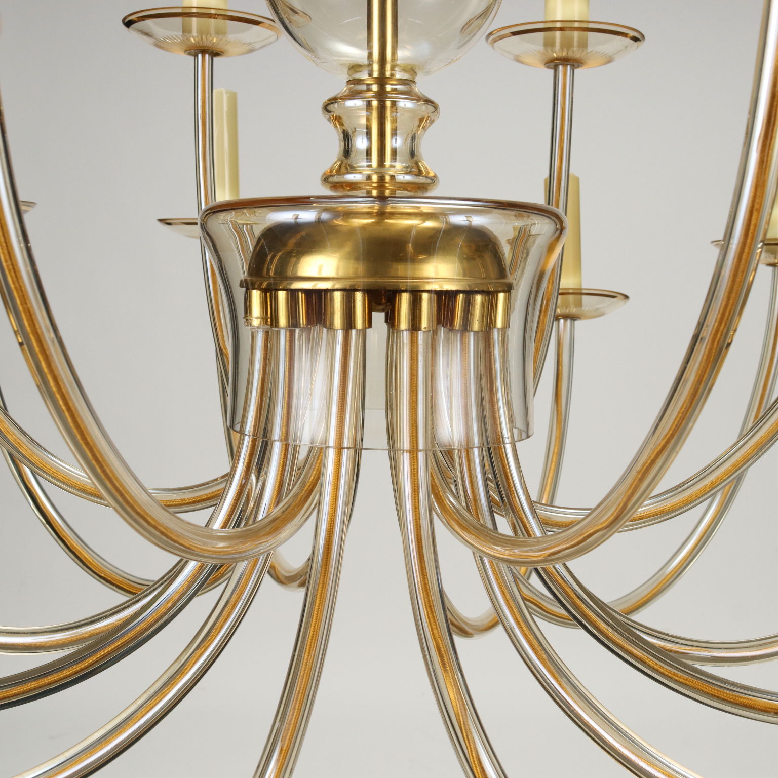 18 Luces Brazos moderna Araña De Bronce-araña de luminaria Gino Sarfatti
