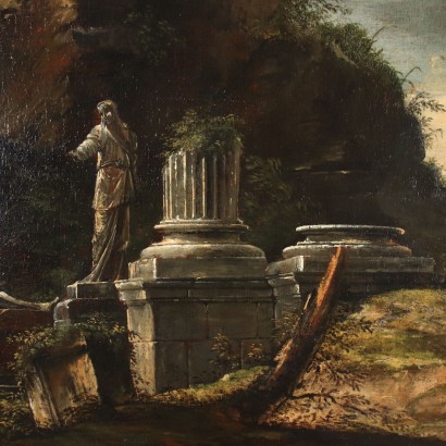 Paysage avec Ruines Huile sur Toile - France XVII-XVIII Siècle