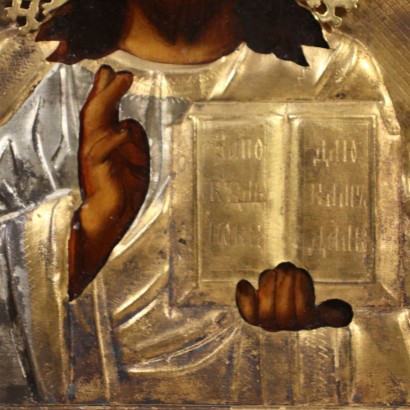 Christus Pantokrator Tempera auf Holz - Russland XIX Jhd