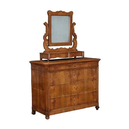 Charles X Chest of Drawers with Mirror Walnut - Italy XIX Century