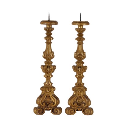 Pair of Candle-Holders Walnut Italy XVIII Century