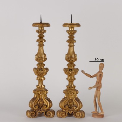 Pair of Candle-Holders Walnut Italy XVIII Century