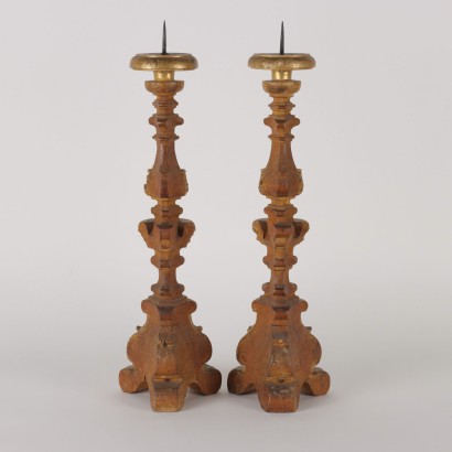 Pair of Candle-Holders Walnut Italy XVIII Century