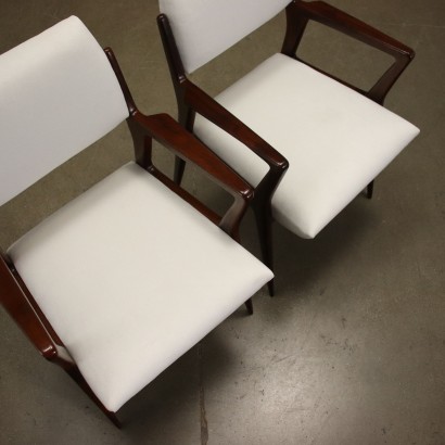 Pair of Chairs Mahogany Velvet Italy 1950s