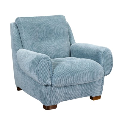 Fauteuil Bois Tissu - Italie Années 1960-1970