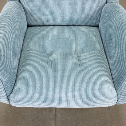 Fauteuil Bois Tissu - Italie Années 1960-1970