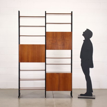 Bookcase Teak Brass Italy 1960s