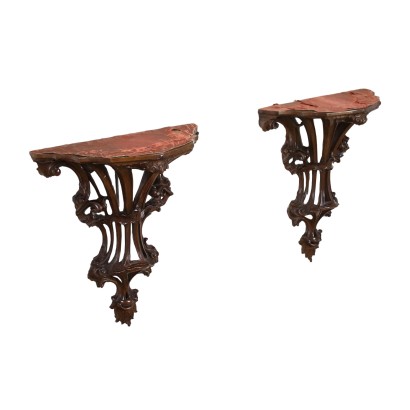 Pair of Baroque Style Shelves Wood - Italy XX Century