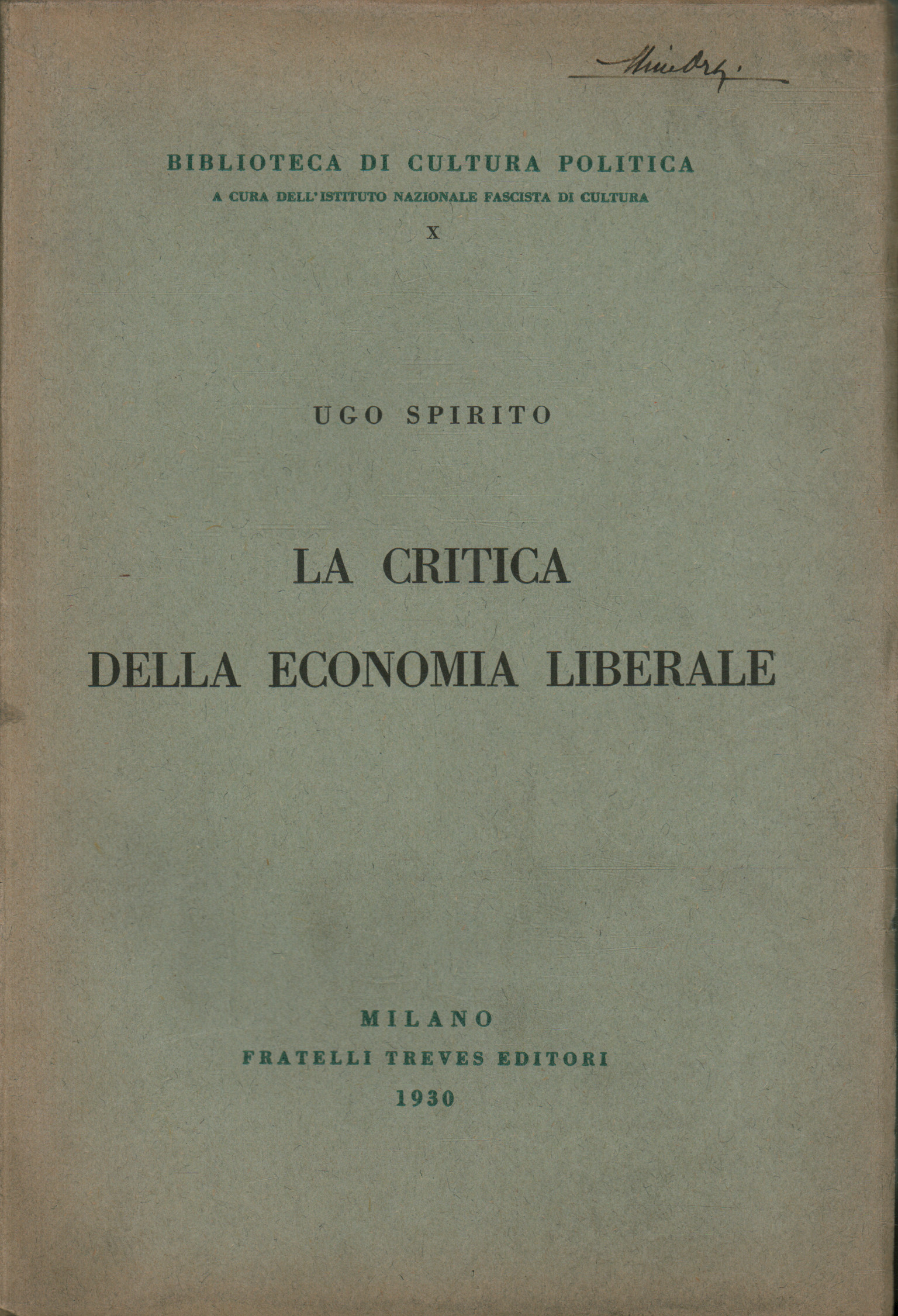La critica della economia liberale