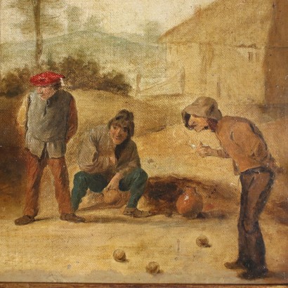 Joueurs de Pétanque Huile sur Toile - Italie XVII-XVIII Siècle