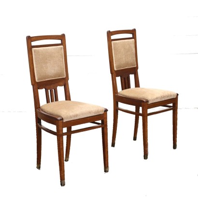 antiquariato, sedia, antiquariato sedie, sedia antica, sedia antica italiana, sedia di antiquariato, sedia neoclassica, sedia del 800,Coppia di Sedute Liberty in Ciliegio